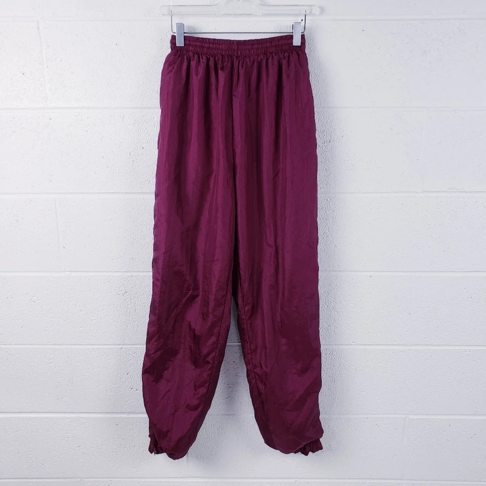 Vintage 80s Boho‎ Track Suit Swishy Purple Floral Geometric Pattern Medium - Picture 7 of 14